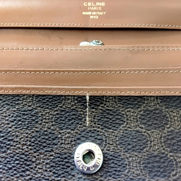 Celine Macadam Long Wallet Leather & Canvas Kisslock Section - Picture 9 of 17